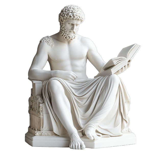 Grecki posąg siedzący z książką