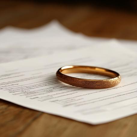Obrączka na dokumentach rozwodowych